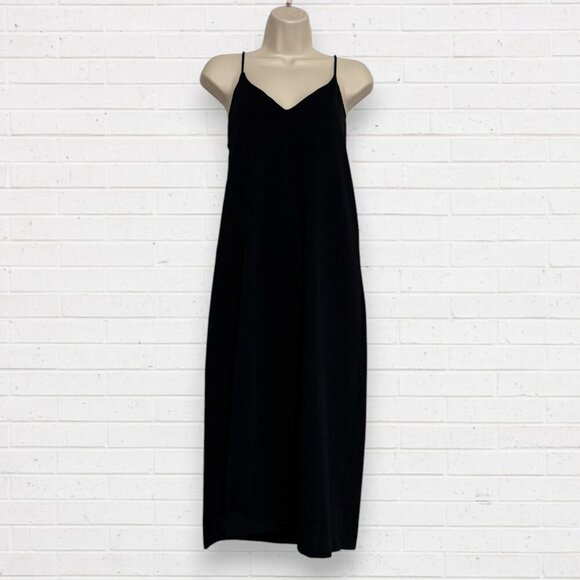ZARA Black Stretch Knit Strappy V-Neck Midi Dress - Picture 2 of 7